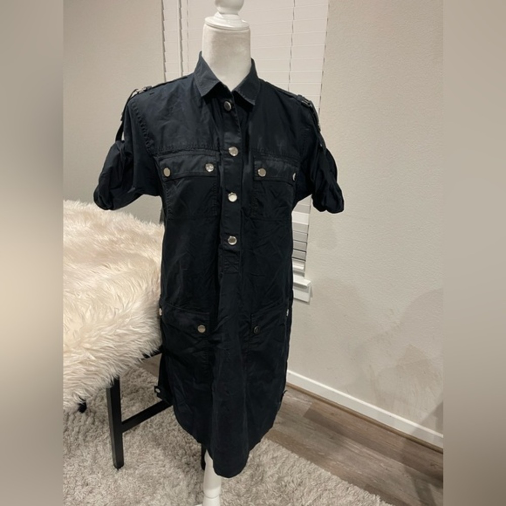 Dolce & Gabbana Safari button detail military cotton silk blend Shirt Dress 46